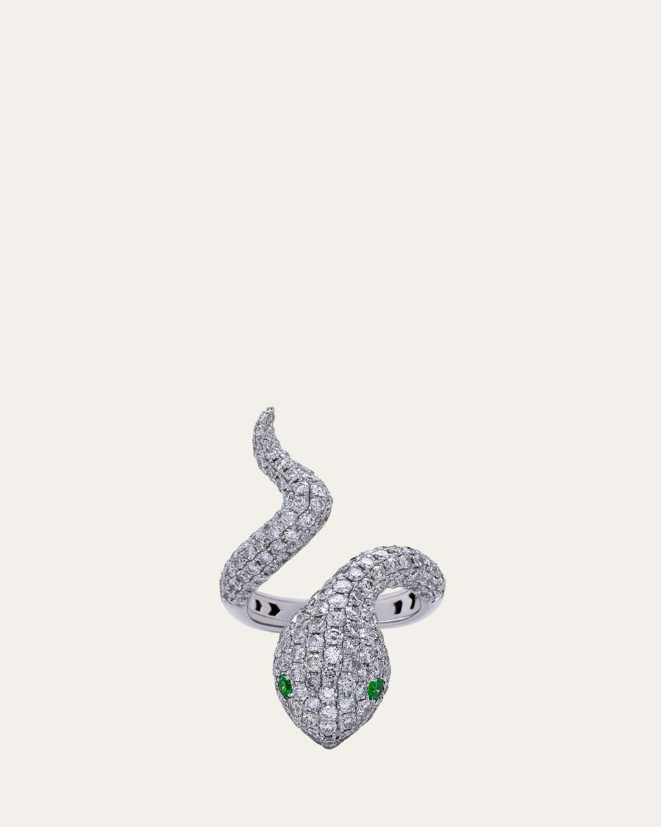 White Gold White Diamond Ring from The Snake Collection, Size 7